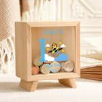 Personalised Cute  Dinosaur Fantasy Unicorn Cartoon Animals Wooden Money Box Piggy Bank with Name and Year Back to School Birthday Gift for Kids