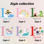 Personalised Cute  Dinosaur Fantasy Unicorn Cartoon Animals Wooden Money Box Piggy Bank with Name and Year Back to School Birthday Gift for Kids