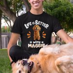 Personlig 3D-tecknad hund Livet är bättre med T-shirt Sweatshirt med namn Födelsedag Adoption Jubileumspresent för hundmammor Hundälskare