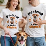 Personlig 3D-tecknad hund Livet är bättre med T-shirt Sweatshirt med namn Födelsedag Adoption Jubileumspresent för hundmammor Hundälskare
