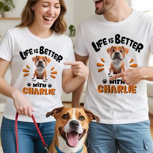 Personalized 3D Cartoon Dog Life Is Better With T-shirt Sweatshirt with Name Birthday Adoption Anniversary Gift for Dog Moms Dog Lovers