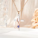 Personalizada Birthstone Estetoscopio Cruz Collar Joyería Religiosa Regalo de cumpleaños para las mujeres cristianas Enfermeras Médicos