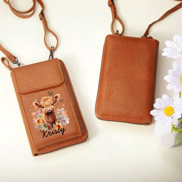 Sac à bandoulière en cuir PU avec nom Cadeau d'anniversaire de la fête des mères pour les femmes