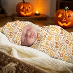 Personlig pumpablomma 100% bomullsvadd och knutmössa med namn Första Halloween Baby Shower Födelsedagspresent för nyfödda