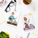 Personalized Cartoon Teacher Clipart Acrylic Classroom Pass with Name Lanyard Back to School Teacher's Day Appreciation Gift for Teacher