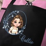 Gepersonaliseerde Geboortebloem Cartoon Karakter Tote Bag met Naam en Mesh Pockets Travel Essentials Bruiloft Verjaardag Verjaardagscadeau voor vrouwen
