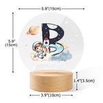 Personalized Astronaut Planet Cloud Rocket Star Initial Acrylic LED Night Light with Name and Wooden Base Birthday Baby Shower Gift for Kids Mothers