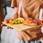 Personalized Engraved Line Birth Flower Bamboo Charcuterie Cutting Board with Handle Housewarming Thanksgiving Gift for Cooking Lover Family Friends