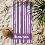 Gepersonaliseerde Strepenlijn Sneldrogend Oversized Microfiber Strandlaken met Naam Zomer Vakantie Zwembad Feest Accessoires Cadeau voor Vrouwen