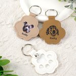 Personlig Paw Print Cute Pet Face Photo PU lær nøkkelring med navn hår lagring Keepsake Memorial Sympathy gave til kjæledyrelsker tap av kjæledyr