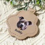 Personlig Paw Print Cute Pet Face Photo PU lær nøkkelring med navn hår lagring Keepsake Memorial Sympathy gave til kjæledyrelsker tap av kjæledyr