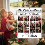 Spersonalizowana przenośna akrylowa ozdoba The Christmas Times ze zdjęciem, adresem, rokiem i imieniem rodziny Prezent świąteczny dla rodziny i przyjaciół