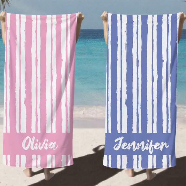 Personlig Stripes Line Quick Dry Oversized Microfiber Beach Handduk med Namn Sommar Semester Pool Party Tillbehör Present för Kvinnor
