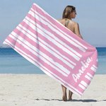 Gepersonaliseerde Strepenlijn Sneldrogend Oversized Microfiber Strandlaken met Naam Zomer Vakantie Zwembad Feest Accessoires Cadeau voor Vrouwen