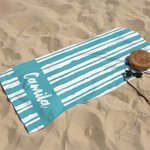 Gepersonaliseerde Strepenlijn Sneldrogend Oversized Microfiber Strandlaken met Naam Zomer Vakantie Zwembad Feest Accessoires Cadeau voor Vrouwen