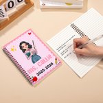 Personalized Multicolor Cartoon Teacher Wavy Edge A5 Spiral Notebook with 120 Lined Pages and Text Teacher's Day Appreciation Gift for Teachers