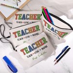 Gepersonaliseerd lerarenthemaontwerp Draagbaar make-uptasje met tekst en polsbandje Dagelijkse school Onmisbaar verjaardagscadeau voor vrouwelijke leraren