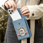 Personalisierte Retro Blumen Haustier Porträt PU-Leder Umhängetasche mit Namen und Geldbörsenfach Reisezubehör Geburtstag Geschenk für Tierliebhaber