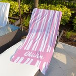 Gepersonaliseerde Strepenlijn Sneldrogend Oversized Microfiber Strandlaken met Naam Zomer Vakantie Zwembad Feest Accessoires Cadeau voor Vrouwen