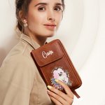Personalisierte Retro Blumen Haustier Porträt PU-Leder Umhängetasche mit Namen und Geldbörsenfach Reisezubehör Geburtstag Geschenk für Tierliebhaber
