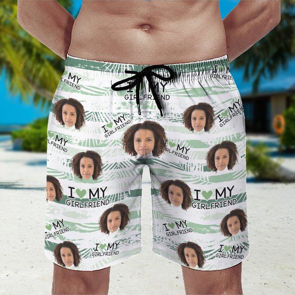 Maillot de bain personnalisé avec photo de ma femme Short de plage avec slip en maille Cadeau d'anniversaire pour mari Petit ami