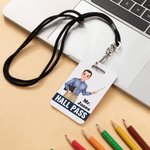 Personalized Cartoon Teacher Clipart Acrylic Classroom Pass with Name Lanyard Back to School Teacher's Day Appreciation Gift for Teacher