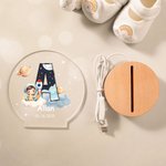 Personalized Astronaut Planet Cloud Rocket Star Initial Acrylic LED Night Light with Name and Wooden Base Birthday Baby Shower Gift for Kids Mothers