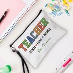 Gepersonaliseerd lerarenthemaontwerp Draagbaar make-uptasje met tekst en polsbandje Dagelijkse school Onmisbaar verjaardagscadeau voor vrouwelijke leraren