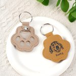 Personlig Paw Print Cute Pet Face Photo PU lær nøkkelring med navn hår lagring Keepsake Memorial Sympathy gave til kjæledyrelsker tap av kjæledyr