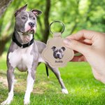 Personlig Paw Print Cute Pet Face Photo PU lær nøkkelring med navn hår lagring Keepsake Memorial Sympathy gave til kjæledyrelsker tap av kjæledyr