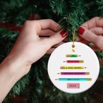 Matita personalizzata Albero di Natale in ceramica appeso Ornamento con nome Home Decor Natale Compleanno Regalo per gli insegnanti