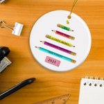 Matita personalizzata Albero di Natale in ceramica appeso Ornamento con nome Home Decor Natale Compleanno Regalo per gli insegnanti