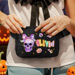 Personalised Cute Dazzling Neon Ghost Waterproof Crossbody Fanny Pack Waist Bag with Adjustable Strap Birthday Halloween Gift for Women Girls