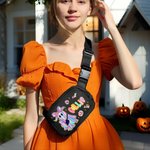 Personalised Cute Dazzling Neon Ghost Waterproof Crossbody Fanny Pack Waist Bag with Adjustable Strap Birthday Halloween Gift for Women Girls