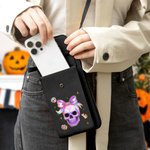 Personalizzato Carino abbagliante fantasma al neon Borsa Crossbody in pelle PU Portafoglio con nome e slot per carte Regalo di Halloween per donne ragazze
