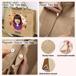 Photo de visage personnalisée Halloween Costume Sac fourre-tout en toile de jute avec nom Activité Halloween Cadeau de vacances pour garçons filles