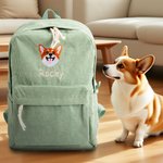 Personalized Cute Embroidered Pet Photo Corduroy Kid Backpack with Name Back to School Birthday Gift for Kids Pet Lovers
