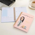 Personalised Cartoon Doctor Nurse Character Weekly Planner Spiral A5 Notebook with Name and Title Nurse Week Appreciation Gift for Medical Staff