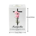 Personalisierte Geburt Blume Kreuz Bibelvers hölzerne Kerze Halter mit Namen Geburtstag Taufe Geschenk für Christen