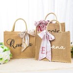 Personligt namn Stor Jute Tote Bag Daily Travel Essential Födelsedag Bröllop Party Present för kvinnor Vänner