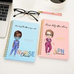 Personalised Cartoon Doctor Nurse Character Weekly Planner Spiral A5 Notebook with Name and Title Nurse Week Appreciation Gift for Medical Staff