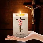 Personalisierte Geburt Blume Kreuz Bibelvers hölzerne Kerze Halter mit Namen Geburtstag Taufe Geschenk für Christen