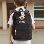 Personalized Cute Embroidered Pet Photo Corduroy Kid Backpack with Name Back to School Birthday Gift for Kids Pet Lovers