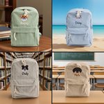 Personalized Cute Embroidered Pet Photo Corduroy Kid Backpack with Name Back to School Birthday Gift for Kids Pet Lovers
