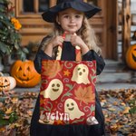 Personalisierte Mehrfarbige Kürbislaterne Geist Wiederverwendbare Tragetasche mit Namen Halloween Party Geschenk für Mädchen Damen
