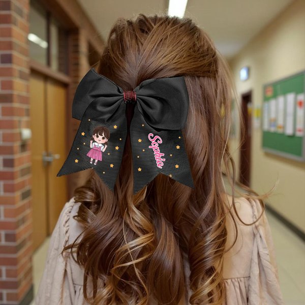 Personalized Cute Cartoon Kid Star Hair Bow with Name Cute Accessories Back to School Birthday Gift for Girls Women