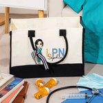 Personalised Cartoon Doctor Nurse Character Large Canvas Tote Bag  with Name and Title Nurse Week Appreciation Gift for Women Medical Staff
