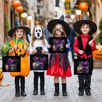 Sac à main en lin noir avec initiales et nom Cadeau d'Halloween pour garçons filles