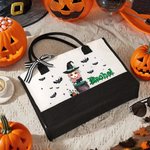 Spersonalizowana torba na zakupy wielokrotnego użytku z imieniem i nazwiskiem Halloween Party Upiorny prezent rocznicowy dla kobiet i dziewcząt