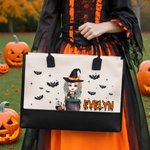 Spersonalizowana torba na zakupy wielokrotnego użytku z imieniem i nazwiskiem Halloween Party Upiorny prezent rocznicowy dla kobiet i dziewcząt